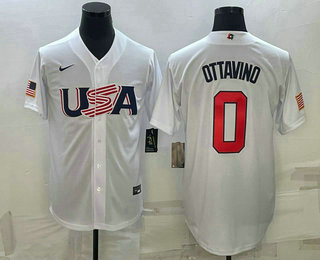 Mens USA Baseball #0 Adam Ottavino 2023 White World Baseball Classic Stitched Jerseys->2023 world baseball classic->MLB Jersey